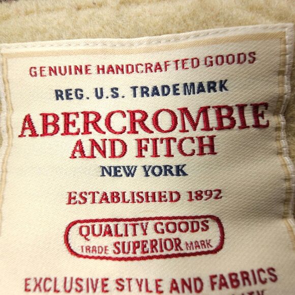 VINTAGE 90s Abercrombie Wolf Jaw Jacket Fur Y2k Spell Out Logo Distressed Grunge - Picture 11 of 12